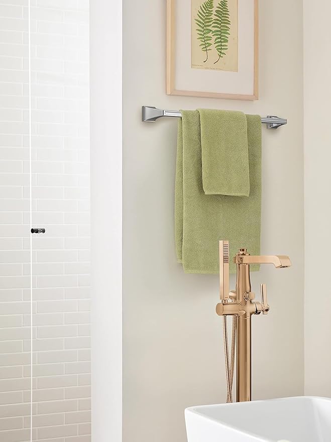 Amerock BH3602426 | Chrome Towel Bar | 24 in (610 mm) Towel Rack | Mulholland | Bathroom Towel Holder | Bathroom Hardware | Bath Accessories