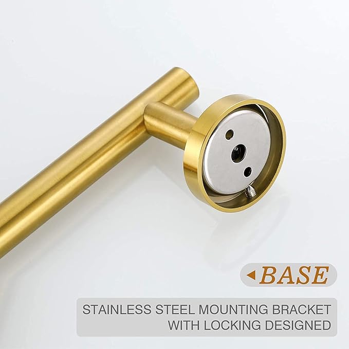 USHOWER Brushed Gold Bath Towel Bar, 30-Inch Towel Racks for Bathroom Wall-Mounted, SUS304 Stainless Steel Towel Rod (Total Length 32-Inch)