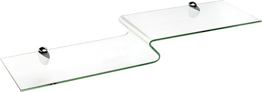 Spancraft Glass Kingbird8x32-Chrome Kingbird Bent Glass Shelf, Chrome Bracket, 8" x 32"