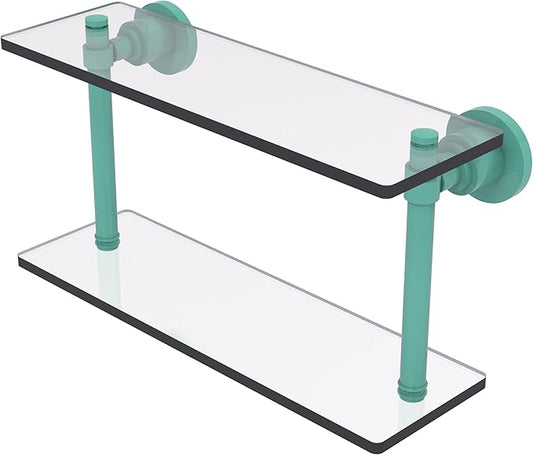 Allied Brass WS-2/16-SFG Washington Square Collection 16 Inch Two Tiered Glass Shelf, Sea Foam Green