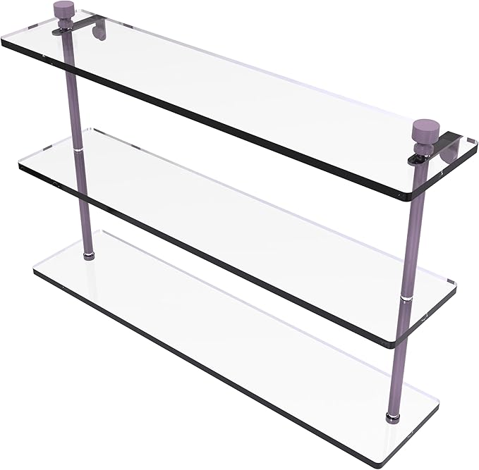 Allied Brass FT-5/22-LVN Foxtrot Collection 22 Inch Triple Tiered Glass Shelf, Lavender