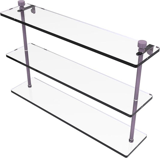 Allied Brass FT-5/22-LVN Foxtrot Collection 22 Inch Triple Tiered Glass Shelf, Lavender