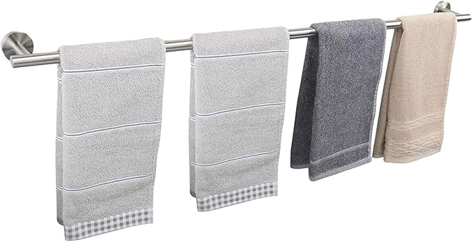 TocTen Bath Towel Bar - Thicken SUS304 Stainless Steel Bathroom Towel Holder, Towel Rod for Bathroom Heavy Duty Wall Mounted Towel Rack Hanger (33IN, Brushed Nickel)