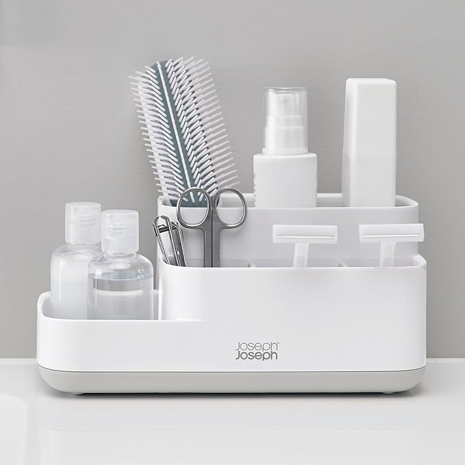 Joseph Joseph EasyStore - Bathroom Storage Countertop Caddy Organizer for Bathroom Accessories - Grey/White