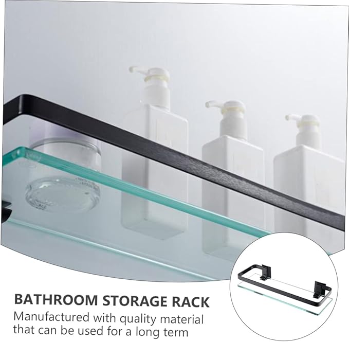 1pc Single Tempered Glass Bathroom Shelf Wall Mounted Storage Rack for Organizing Toiletries Cosmetics Stylish Design Easy to Install Compact