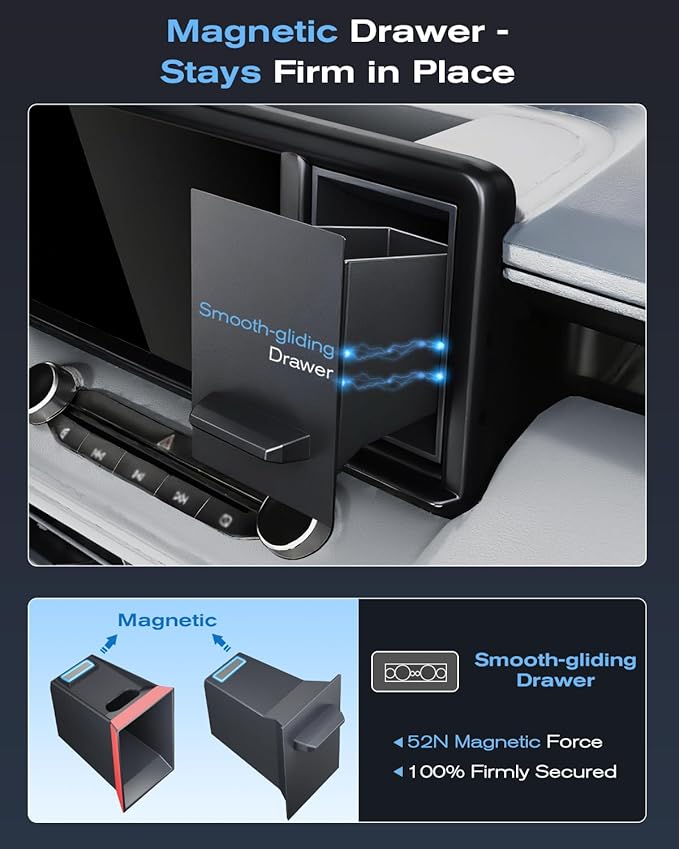 for Maverick 2022-2024 Console Console Storage Drawer Magnetic Design Slides Smoothly - [OEM Fit& 100% Stable] - Cubby Storage Box with Silent Mat - Thickened ABS Material
