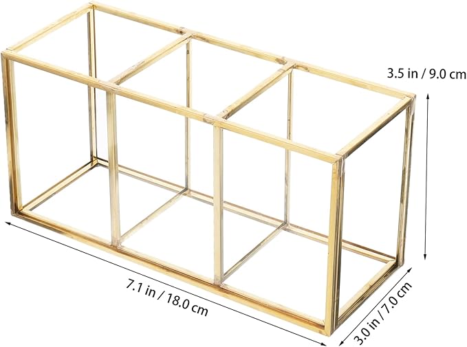 Box Cosmetic Storage Box Large Cosmetic Display Case Brush Organizer Glass Makeup Organizer Storage Cubes with Lid Brush Desktop Alloy Office Jewelry