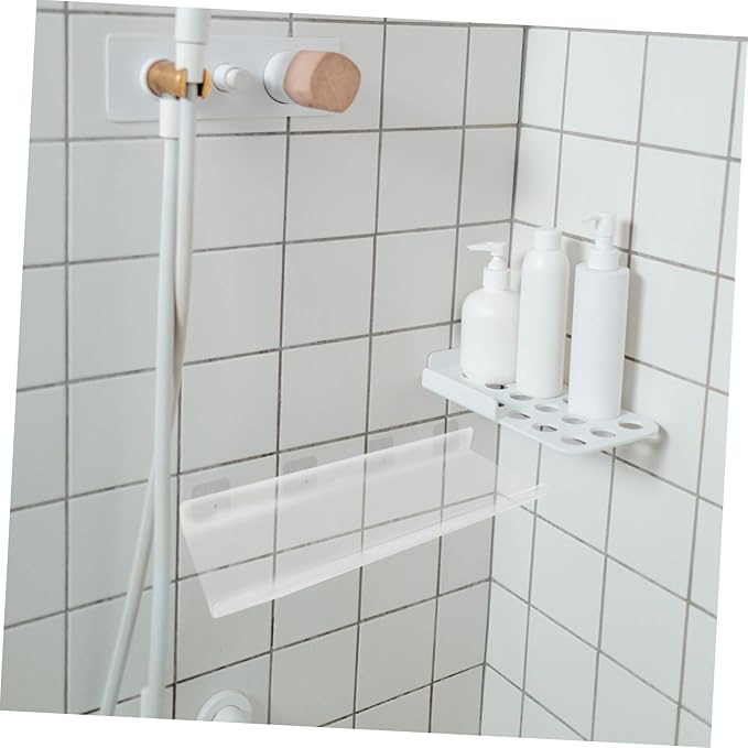 Wall Mounted Acrylic Storage Shelf for Bathroom Clear Floating Shelf for Toiletries Shaped Design Easy Installation for Kitchen Bathroom Storage