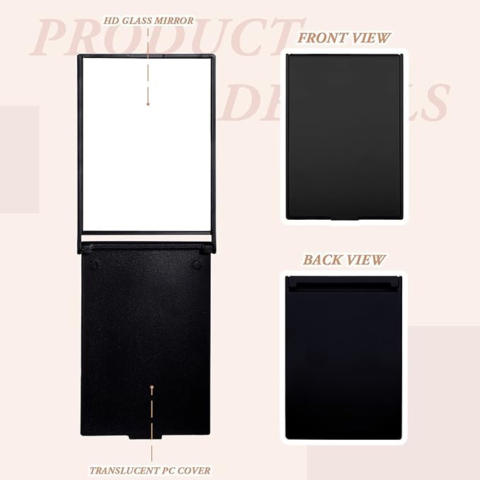 Queekay 16 Pcs 2 x 3 x 0.2''Small Makeup Folding Mirror Bulk Travel Portable Folding Rectangle Compact Stand up Portable Vanity Mirror for Women(Black)