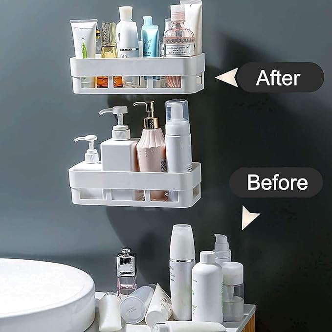 Bathroom Organiser Without Drill Bathroom Shelves & Accessories Bathroom Organiser Self Adhesive Bathroom Shelf Bathroom Racks and Shelves Bathroom Organiser Stand(Pack of 2)