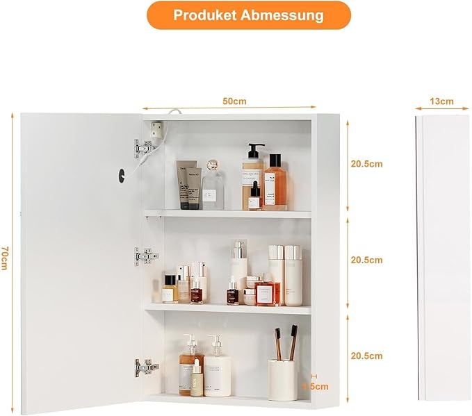 Lighted Medicine Cabinet Mirror for Bathroom,Led Medicine Cabinet with Defogger, Wall Mounted,LED Bathroom Mirror with Storage,20X28 Inch