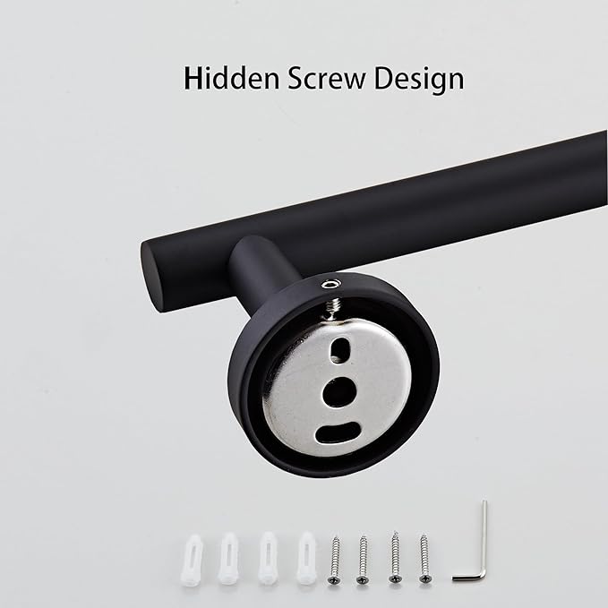 Bathroom Towel Bar, 24-Inch Towel Rack for Bathroom Wall Mounted, Matte Black Thicken SUS304 Stainless Steel Towel Rod Modern Home Decor(Total Length 26-Inch)