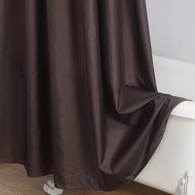 Fabric Shower Curtain, Brown and Burgundy Color Block Cloth Shower Curtains for Bathroom, Waterproof Bathroom Curtains, 62" W x 72" H