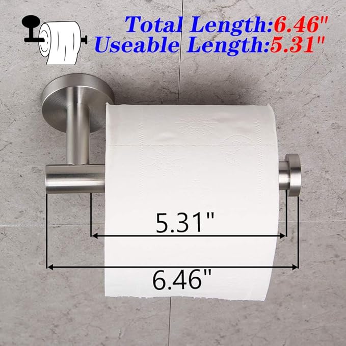 GERZWY Modern 3-Piece Bathroom Hardware Set Toilet Paper Holder and 2X Towel Hook Wall Mounted Brushed SUS 304 Stainless Steel AG1401B-LS