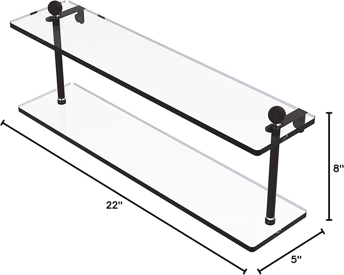 Allied Brass PR-2/22-ORB Pr 2 22 Inch Two Tiered Glass Shelf, Oil Rubbed Bronze