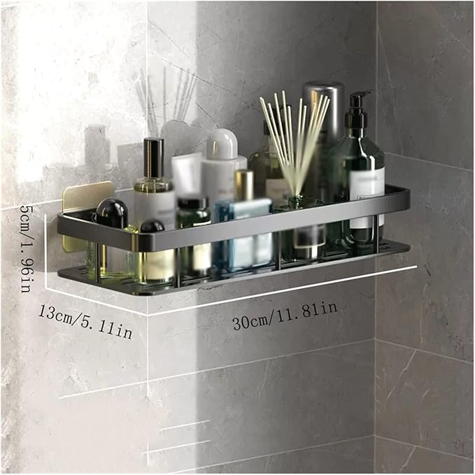 Bathroom Shelf Over Toilet, Storage Rack Toilet Washstand Single Layer Simple Kitchen Counter Metal Wall Perforated(Black)