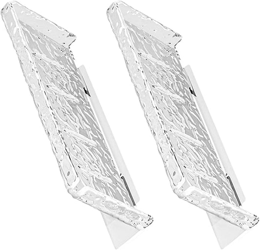 2Pcs Wall Mounted Storage Shelf Bathroom Organizer Ripple Pattern Strong No-Drill Floating Rack Cosmetic and Toiletries Holder