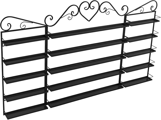 3PCS Wall-Mounted Nail Polish Racks, 5-Tier Metal Makeup Display Wall Shelf Storage Organizer for Home Spa Nail Salon Perfume Lipstick Cosmetic (Black)