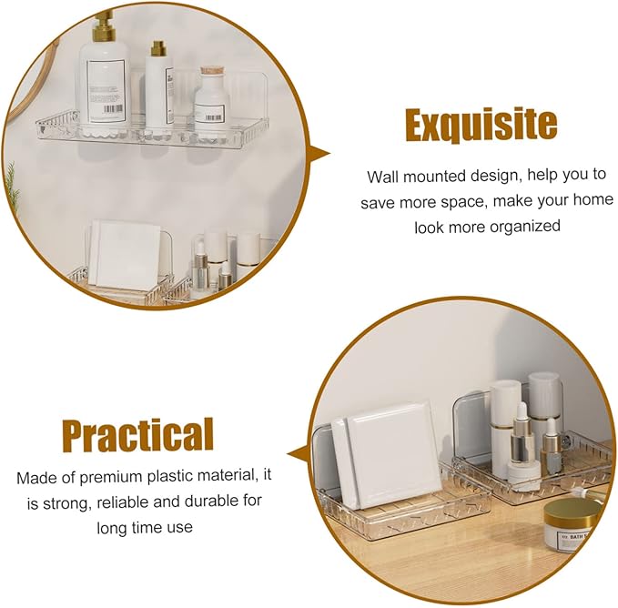 PRETYZOOM 5pcs Wall Mount Organizer Floating Shelf for Cosmetics and Items Easy to Install Wall Storage Organizer for Bathroom Kitchen Bedroom and Living Room Use