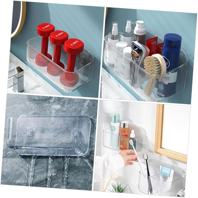 VILLCASE Wall-Mounted Storage Rack Punch-Free Bathroom Shelf Organizer for Kitchen and Toilet Design Space-Saving Easy to Install