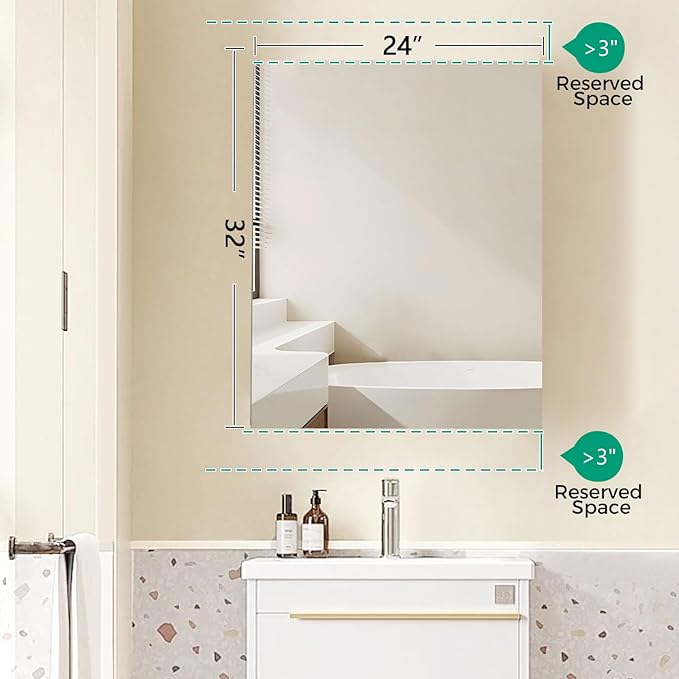 24 x 32 Inch Medicine Cabinet Mirror,Bathroom Mirror Cabinet with Adjustable Shelves,Aluminum Silver Medicine Cabinets for Bathroom,Recessed or Wall Mounted Medicine Cabinets