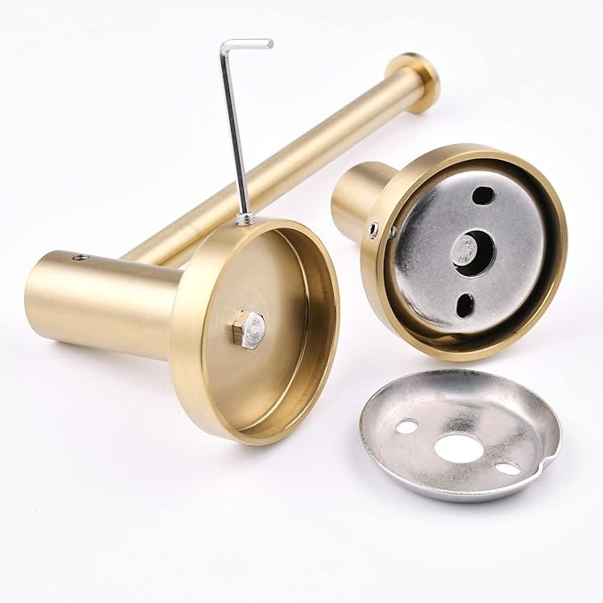 SHUNLI 5 Pieces Bathroom Accessories Hardware Set (Adjustable Towel Bar 16 to 26 Inch, Toilet Paper Holder, Towel Ring, 2PCS Hook) Brushed Gold Wall Mounted Bath Fixtures Set, SUS304 Stainless Steel