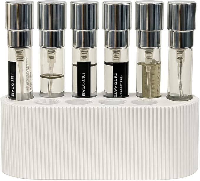 Perfume Sample Organizer for Bathroom or Vanity ?€? Ideal Makeup and Skincare Storage, Desk and Bathroom Counter Organizer, Gift for Her ((PURE WHITE) Fits 8mL Atomizers (Travel Size))