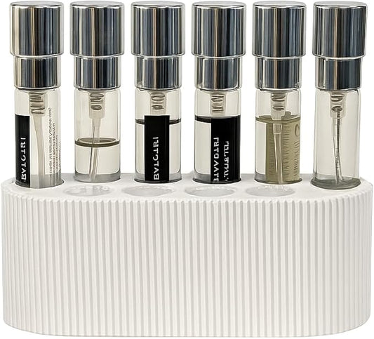 Perfume Sample Organizer for Bathroom or Vanity ?€? Ideal Makeup and Skincare Storage, Desk and Bathroom Counter Organizer, Gift for Her ((PURE WHITE) Fits 8mL Atomizers (Travel Size))