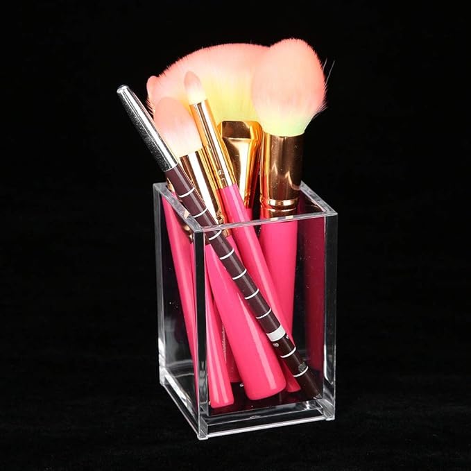 LAVEN Large Brushes Storage Acrylic Makeup Brush Organizer Nail Pen Organizer Case Single 1 Compartment Transparent Cosmetics