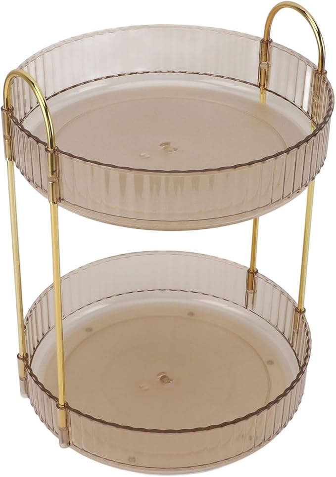 Makeup Organizer,2 Tier Makeup Rack - 360° Rotating Space Saving Cosmetic Countertop for Bedroom, Bathroom, and Kitchen - for Skincare and Beauty Products! (Yellow)