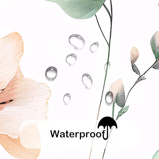 Sage Green Beige Floral Shower Curtain, Watercolor Flower Shower Curtains for Bathroom, Modern Minimalist Waterproof Fabric Bath Decoration 72x72 Inch