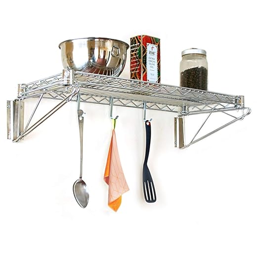 KPS Commercial Chrome Wire Shelf 14 x 48 - NSF, 1 Shelf, Modern Style, Wall Mount, Kitchen Storage
