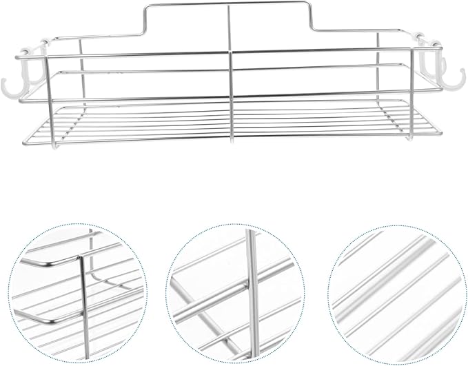 BESTYASH Wall Mounted Storage Rack Premium Stainless Steel Shelf for Bathroom Kitchen Punch Design for Organizing Toiletries Shampoo and Items for Maximum