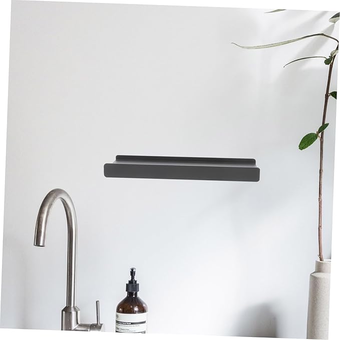 Holibanna Wall Mounted Bathroom Shelf Organizer Aluminum Alloy Floating Shelf for Efficient Storage Shelves for Makeup Grooming Items for Humid Environments Gun
