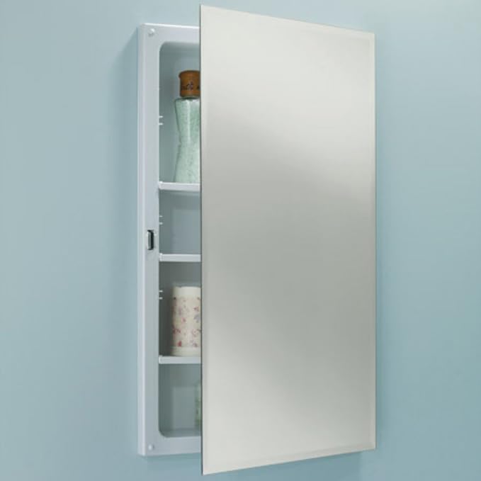 Jensen B7733 Focus Single-Door Recessed Medicine Cabinet, 3-Shelves