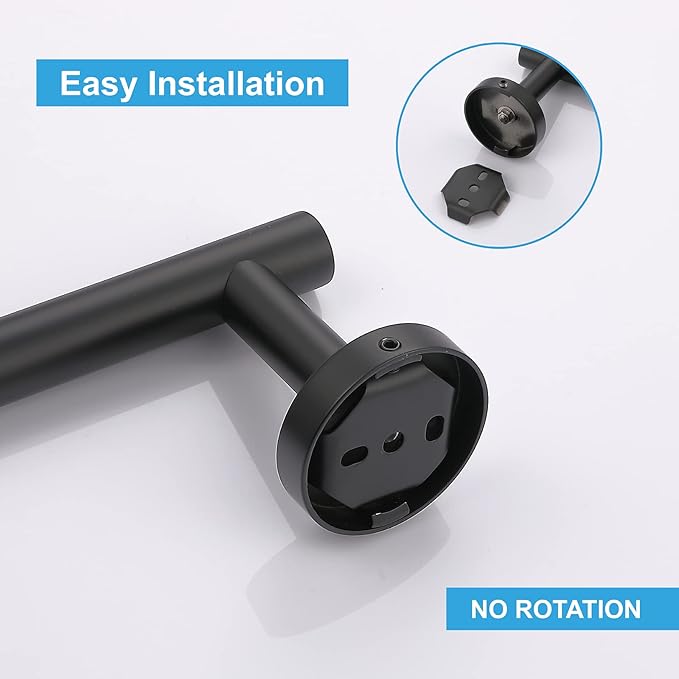 TASTOS 12 Inch Black Single Towel Bar Rack, SUS 304 Stainless Steel Round Bathroom Towel Bar Heavy Duty Towel Holder Kitchen Towel Rod, Wall Mount with Screws Towel Bar Rod Matte Black Finish