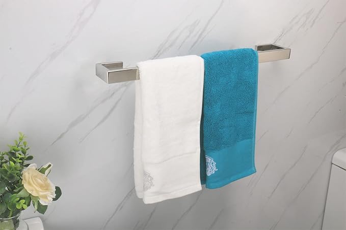 TocTen Bath Towel Rack - Square Base Thicken SUS304 Stainless Steel Towel Bar for Bathroom, Bathroom Bar Accessories Towel Rod Heavy Duty Wall Mounted Towel Holder (Polish Chrome, 20 Inch)