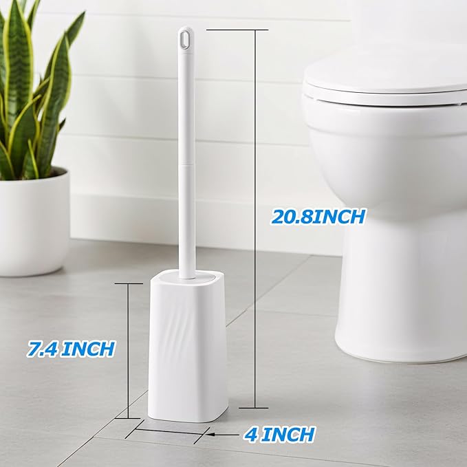 FORASTO Toilet Bowl Brush and Holder Set - Toilet Scrubber Brush,Cleaning Brush,Bathroom Decor,Household Essentials,Cleaning Supplies,White