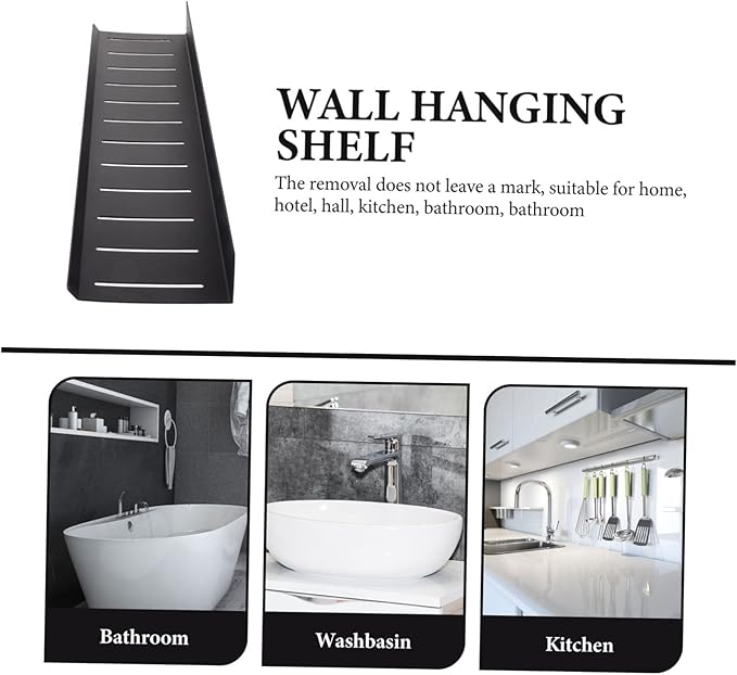 Garneck Black Space Aluminum Wall Mounted Bathroom Organizer Shelf Nail Wall Storage Rack for Living Bedroom Office Space Saving Bathroom Shelves