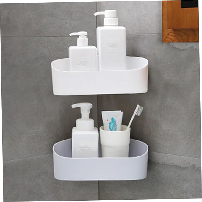 Hemobllo 2pcs Modern White Bathroom Shelves Wall-Mounted Rack Over-the-Toilet Storage Shelf