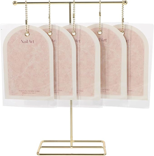 NOLITOY Nail Art Display Cards with Stand, False Nail Tips Sample Display Nail Gel Polish Display for Nail Art Manicure Tool