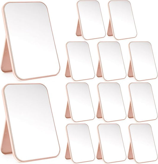 12 Pcs Spa Party Mirrors Spa Sleepover Party Supplies Pink Sleepover Accessory Favors Makeup Mirror for Sleepovers Slumber Birthday Favors Gift