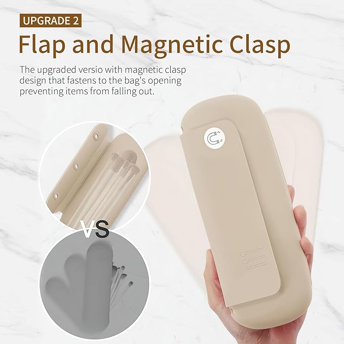 Makeup Brush Holder Travel Silicone Make Up Brushes Bag Pack Container Case Pack Include Makeup Sponge Holder, Cosmetic Lipstick Nail Brush Organizer Suitable for Vanity Drawer Counter