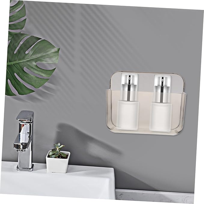 PartyKindom Wall Mounted Bathroom Holder Clear Acrylic Sundries Storage Shelf with Draining Space-Saving Organizer Shelf for Bathroom and Kitchen Small Rounded Design No-Drill Installation