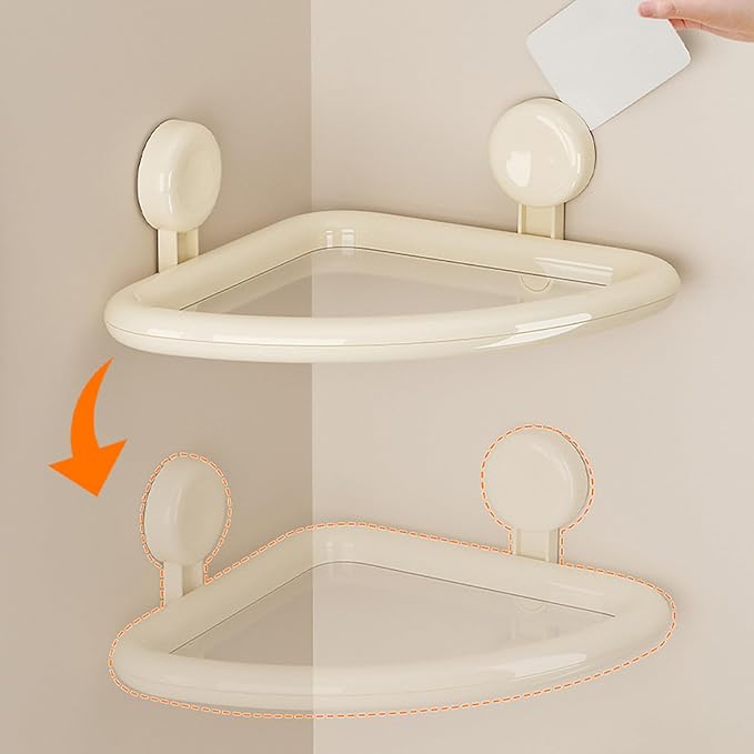 Suction Cup Corner Shelf Bathroom Shelf No Drilling Space Saving Waterproof ABS