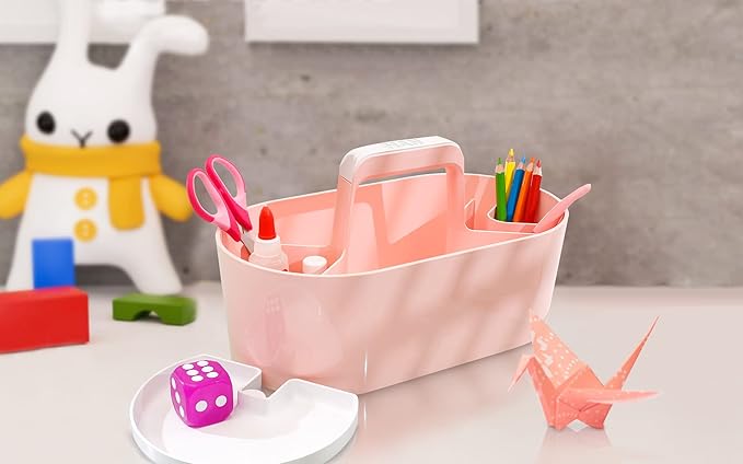 HAN Toolbox Loft 1200-86 with 4 Compartments Removable Storage Tray and Carry Handle Flamingo Rose