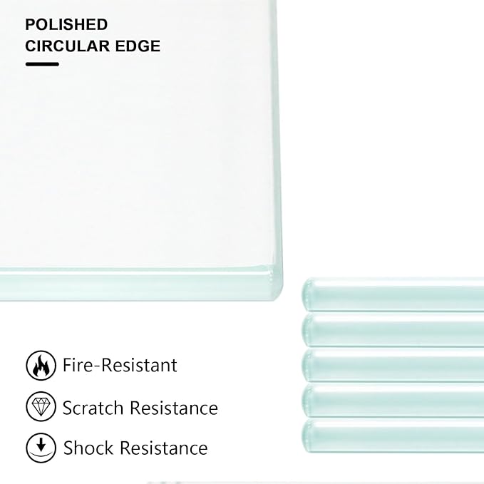 5 pcs - 14" x 24" Tempered Rectangle Glass Floating Shelve for Wall-3/16 Thick -Pencil Polished Float（Without Stent ）