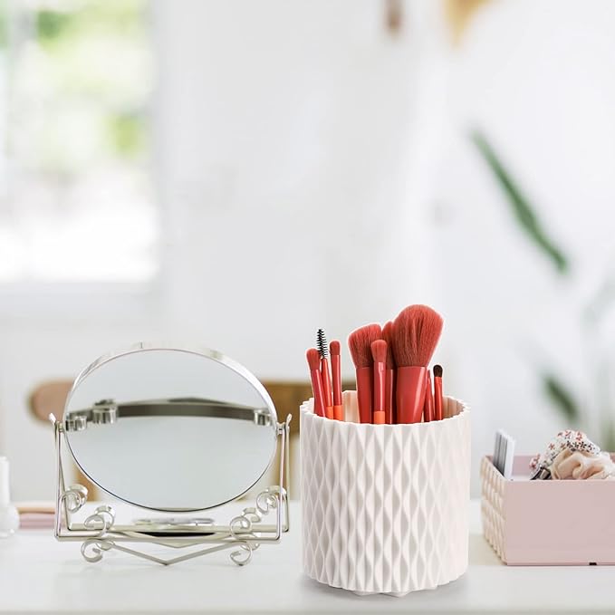 Makeup Organiser Brush Holder,360 Rotating Makeup Brush Holder and Organiser With 5 Slot,Makeup Brush Pot And Cup Makeup Container For Desktop Bathroom Countertop 5 Slot Makeup Brushes Container