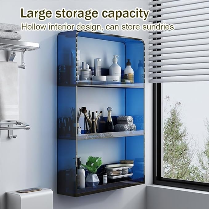 3-Tier Acrylic Bathroom Wall Shelf, Simple Wall Shelves for Toiletries, Perfume and Cosmetics, Clear Bathroom Organizer for Home, Toilet and Vanity(Clear)
