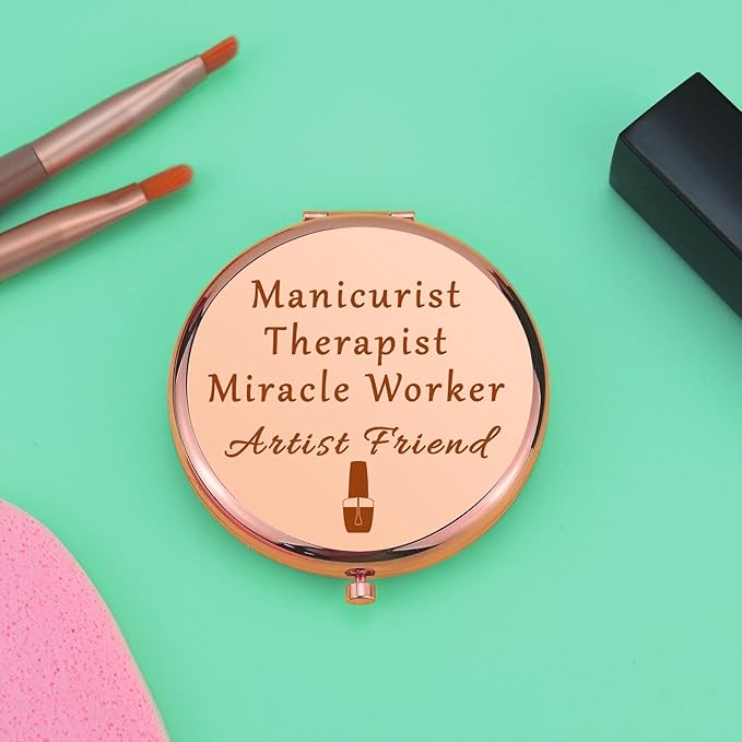 Nail Technician Gift Thank You Gift Compact Makeup Mirror for Beautician Boss Manicurist Artist Gifts for Women Manicurist Nail Tech Gifts Folding Makeup Mirror Birthday Graduation Presents